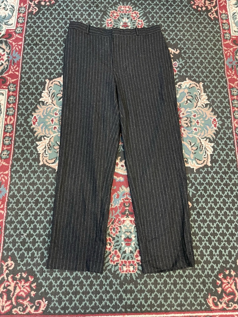 Vintage Polo Ralph Lauren Buckle Back Pinstripe Dress Pants - Dark Charcoal